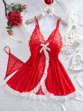 Christmas Women Camisole Dress Sexy Lingerie Set