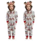Christmas Family Wear Hooded Printed Jumpsuit Loungewear