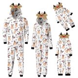 Christmas Family Wear Hooded Printed Casual Jumpsuit Loungewear