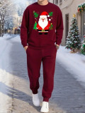 Men's Christmas Printed Top and Pant Two-Piece Set