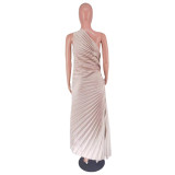 Women Sexy One-Shoulder Ruched Dress