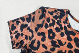 Women's Style Print Street Career Leopard Print Slim Fit Short Sleeve Jumpsuit
