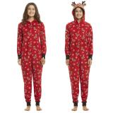 Christmas Family Wear Hooded Printed Jumpsuit Loungewear