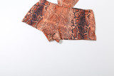 Autumn Winter Women's Fashion Round Neck Snake Print Sexy Hollow Slim Fit Jumpsuit