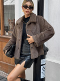 Women French Style Holidays Long-Sleeve Furry Coat