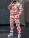 Men's Christmas Printed Top and Pant Two-Piece Set