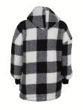 Women's Fashion Plaid Loose Hooded Coat