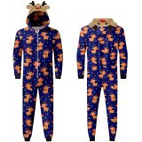 Christmas Family Wear Hooded Printed Casual Jumpsuit Loungewear
