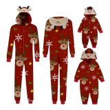 Christmas Family Wear Hooded Printed Casual Jumpsuit Loungewear