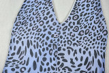 Women's Leopard Print Fashion Slightly Transparent Halter Neck U-Neck Jumpsuit