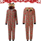 Christmas Family Wear Hooded Printed Casual Jumpsuit Loungewear