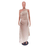 Women Sexy One-Shoulder Ruched Dress