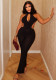 Women's Low Back Hollow Slim Fit Halter Neck Jumpsuit