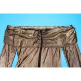 Women's Sexy Off Shoulder Slim Fit Long Sleeve Glossy Long Dress