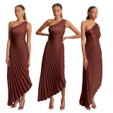 Women Sexy One-Shoulder Ruched Dress