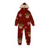 Christmas Family Wear Hooded Printed Casual Jumpsuit Loungewear
