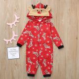 Christmas Family Wear Hooded Printed Jumpsuit Loungewear