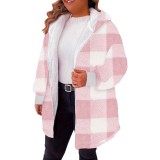 Women's Fashion Plaid Loose Hooded Coat