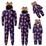 Christmas Family Wear Hooded Printed Casual Jumpsuit Loungewear