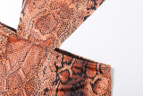 Autumn Winter Women's Fashion Round Neck Snake Print Sexy Hollow Slim Fit Jumpsuit