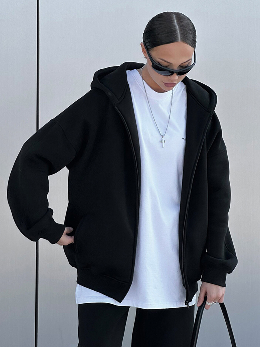 Women Solid Hoodies and Cuffed Pants Two-Piece Set