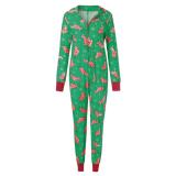 Christmas Family Wear Hooded Printed Jumpsuit Loungewear