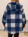Women's Fashion Plaid Loose Hooded Coat