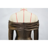 Women's Sexy Off Shoulder Slim Fit Long Sleeve Glossy Long Dress