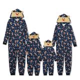 Christmas Family Wear Hooded Printed Jumpsuit Loungewear