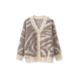 Winter Women's Plus Size Loose Leopard Print Knitting Cardigan