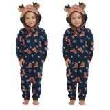 Christmas Family Wear Hooded Printed Jumpsuit Loungewear