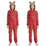 Christmas Family Wear Hooded Printed Jumpsuit Loungewear