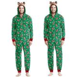 Christmas Family Wear Hooded Printed Jumpsuit Loungewear