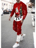 Men's Christmas Printed Top and Pant Two-Piece Set