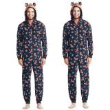 Christmas Family Wear Hooded Printed Jumpsuit Loungewear