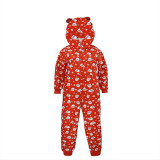 Christmas Family Wear Hooded Santa Print Jumpsuit Loungewear