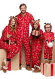 Christmas Family Wear Hooded Printed Jumpsuit Loungewear