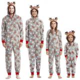 Christmas Family Wear Hooded Printed Jumpsuit Loungewear