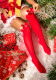 Women's Christmas Bow Feather Mid Socks
