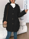Women Winter Casual Jacquard Plush Hooded Long-Sleeve Jacket