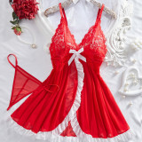 Christmas Women Camisole Dress Sexy Lingerie Set