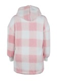 Women's Fashion Plaid Loose Hooded Coat