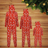 Christmas Family Wear Hooded Santa Print Jumpsuit Loungewear
