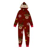 Christmas Family Wear Hooded Printed Casual Jumpsuit Loungewear