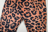 Women's Style Print Street Career Leopard Print Slim Fit Short Sleeve Jumpsuit