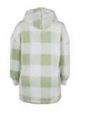 Women's Fashion Plaid Loose Hooded Coat