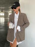 Women's Autumn Winter Street Oversized Houndstooth Blazer