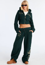 Women's Autumn Winter Fleece Hooded Jacket and Pants Set（Processing time need 3-6 days）