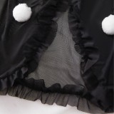 Women's Adult Christmas Lingerie Sexy Halter Slit Night Dress Set