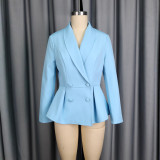 Women Ruffled Blazer and Skirt Two-Piece Set
